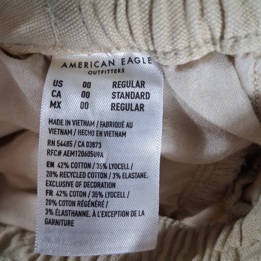 American Eagle Outfitters Stretch Cargo Pants Stretch Women Size 00 Khaki Beige - Picture 12 of 12